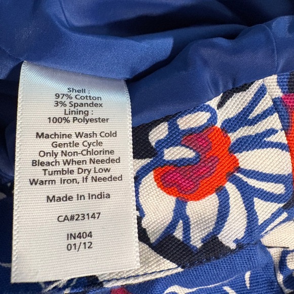 Talbots Petites Floral Print Cotton Blend Skirt Cobalt Red‎ White 4P - Picture 5 of 10